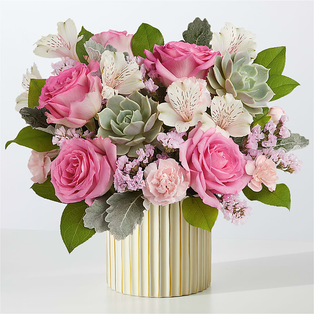 Dusty Rose Bouquet with Ivory Vase – SADIE'S FLOWER SHOP, Rayne LA