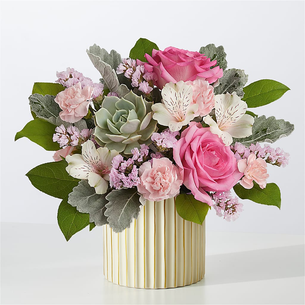 Dusty Rose Bouquet with Ivory Vase – SADIE'S FLOWER SHOP, Rayne LA