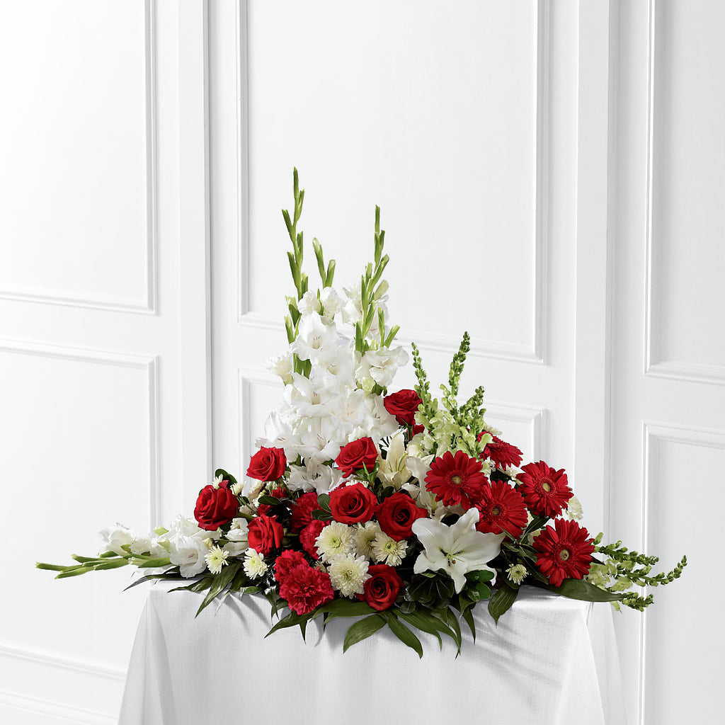 Crimson & White Arrangement – SADIE'S FLOWER SHOP, Rayne LA