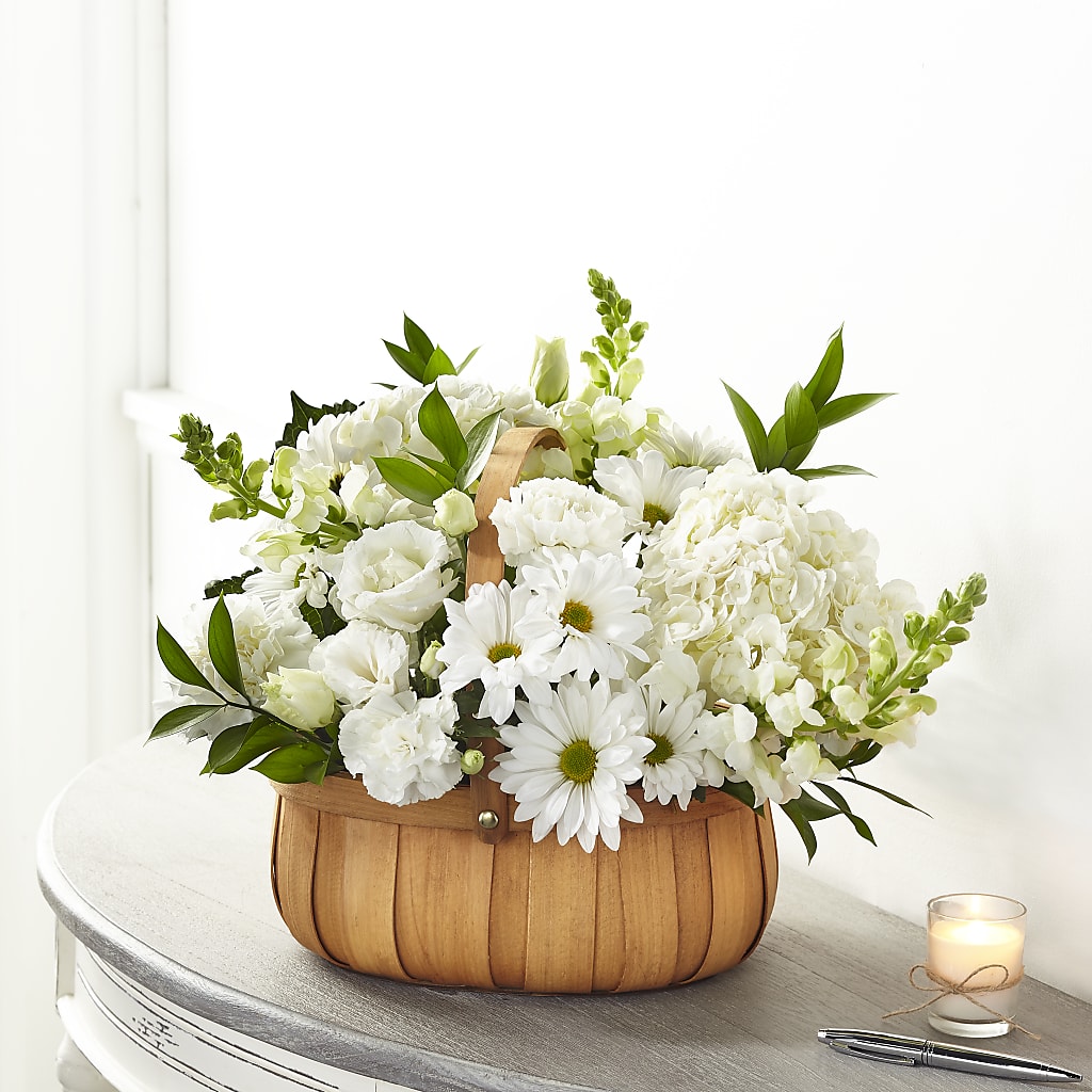 Pure Ivory Basket – SADIE'S FLOWER SHOP, Rayne LA