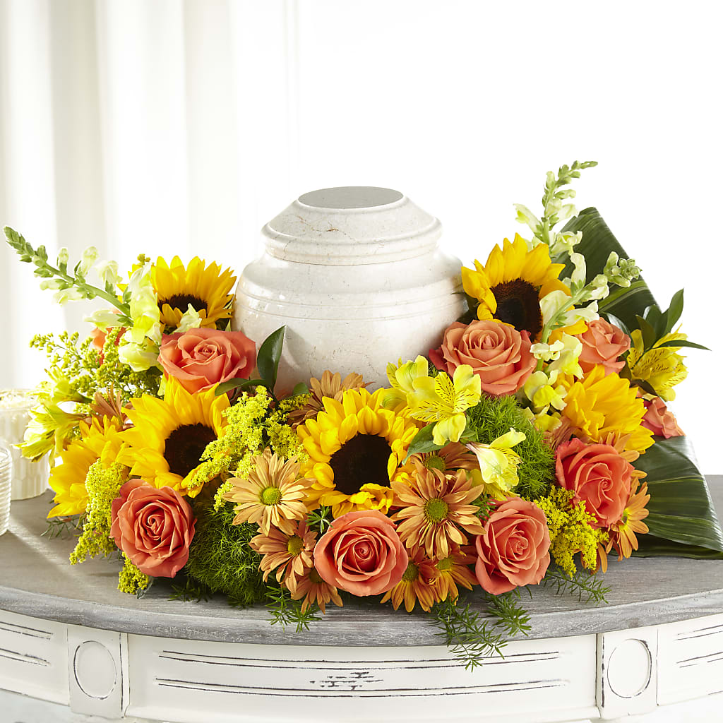 Faithful Sunflower Cremation Adornment – SADIE'S FLOWER SHOP, Rayne LA