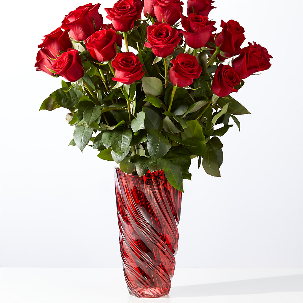 Classic Love Red Rose Bouquet with Luxe Swirl Vase – SADIE'S FLOWER SHOP, Rayne LA