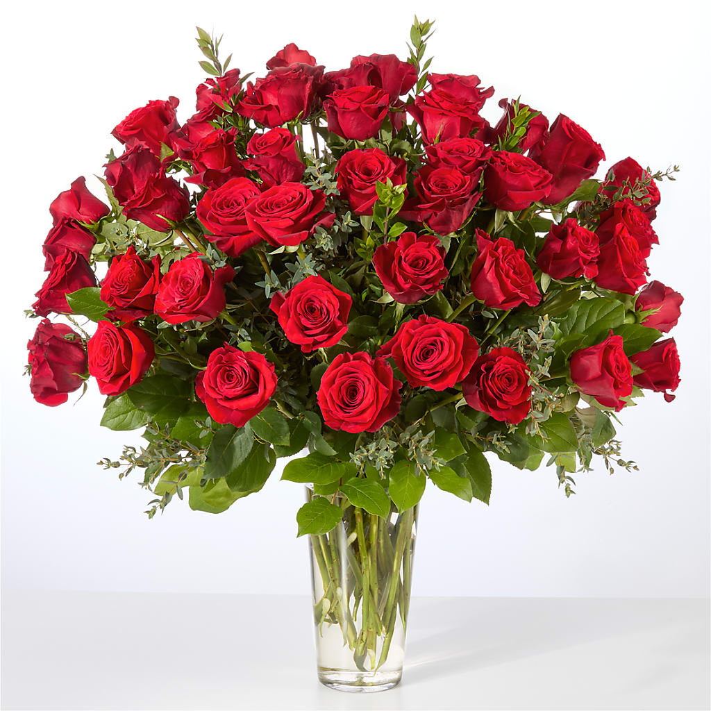Forever Yours Fifty Stem Red Rose Bouquet – SADIE'S FLOWER SHOP, Rayne LA
