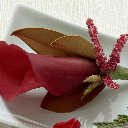 Red Calla Boutonniere – SADIE'S FLOWER SHOP, Rayne LA